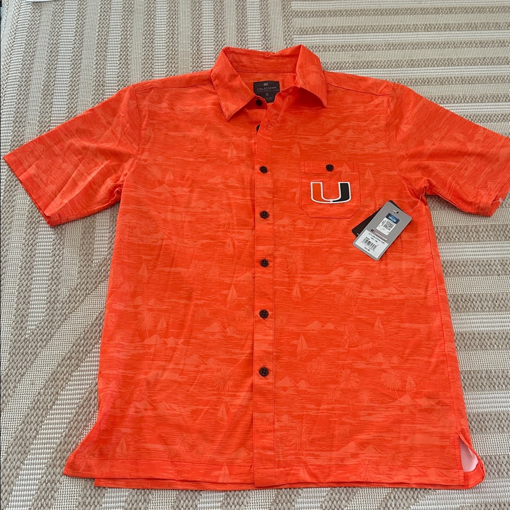 New Mens small colosseum Miami U lightweight buttondown pit 21.5 length 29